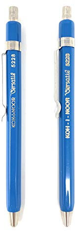 Koh-I-Noor Versatil 5228 Druckbleistift aus Metall mit Spitzer, Minendurchmesser: 2 mm, 2 Stück, blau