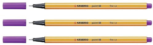 Stabilo stylo-feutres Point 88, 0.4mm Stroke Width Pack of 3, Purple