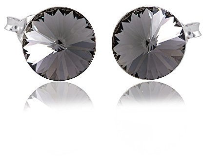Materia Kristall Ohrringe Silber 925 Damen Stecker rund SO-102-Schwarz