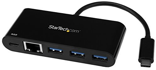 StarTech.com Adaptador Multipuertos USB-C de Red Ethernet con Hub de 3 Puertos USB 3.0 y Entrega de Potencia