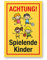 Komma Security Achtung Spielende Kinder Schild 20 x 30 cm Hinweisschild Warnzeichen Warnschild langsam fahren Warnung Hinweis Spielstraße Spielplatz - Vorsicht spielende Kinder
