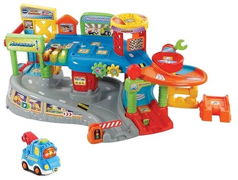 VTech - Garaje multitaller TutTut Bólidos, Playset y Pista de Juguete, Incluye Coche Capicúa la grúa, Circuito Interactivo, Versión ESP
