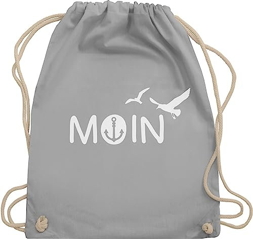 Turnbeutel Rucksack - Sprüche Statement - Moin Moin Hamburg Maritime Nordsee Geschenk - Unisize - Hellgrau - beutel seemann mit aufschrift boot stoffrucksack maritimer statements möwe stoffbeutel