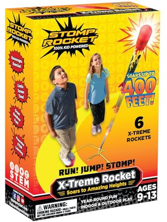 Stomp Rocket Original X-Treme Rocket - 6 Raketen - Outdoor Raketenspielzeug Geschenk für Jungen und Mädchen - Kommt mit Spielzeug Raketenwerfer
