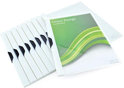 Rapesco 1594 ECO Carpeta Dossier con Clip Lateral, A4, Blanco, Paquete de 10