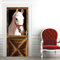 TMANQ Stickers Porte Poster Cheval Blanc 77X200Cm 3D Papier Peint Porte Trompe L'Oeil Pour Salon Chambre Décoration De La Maison Stickers Muraux Imperméable Stickers Amovibles Art Decor