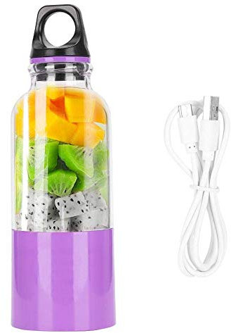 licuadora de jugo de 500 ml con 2 cuchillas, USB Mini Batidora Smoothies Portátil, Mini Licuadora Recargable para Batidos, taza exprimidora eléctrica para el hogar verduras(morado)