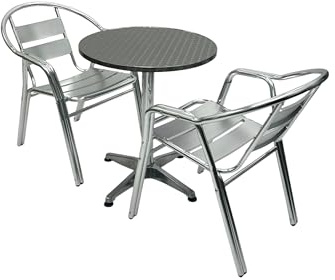 Aluminium Garden Furniture Set, Double Tube Bistro Set - 2 x Double Tube Chairs & 1 Round Table