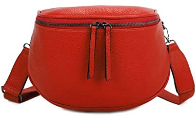 ITALYSHOP24-COM DAMEN TASCHEN Schultertasche Umhängetasche Crossbody Crossover Leder Optik Handtasche Shopper (V2 Rot 27x17x10 cm)