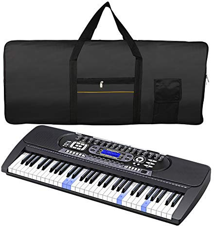 FYBlossom 61 Tastatur Keyboard-Tasche, E-Piano-Tasche, Schwarz Wasserdicht 61-Key Elektrisches Keyboard Tragetasche, 61 Key Electronic Keyboard Tasche Mit Gelbem Streifenmuster, 99.5X40X13cm