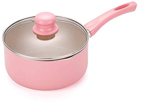 NC Olla de Sopa Rosa, Olla portátil, Calentador de Leche, Antiadherente, Utensilios de Cocina, 16 cm / 18 cm