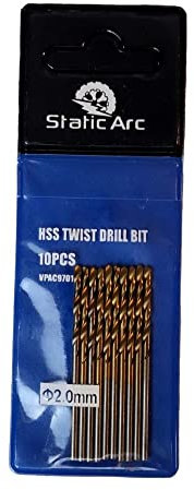 10x HSS Titanium Coated Drill BIT Set Pack Steel Wood Plastic 1/2/3/4/5/6mm (2mm)