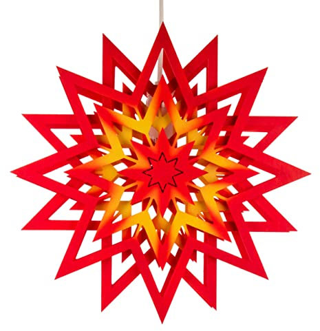 Fensterschmuck Weihnachtsstern rot-gelb beleuchtet