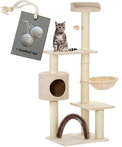 Katzenkratzbaum Kratzbaum für Katzen Utah 2 Spielkugeln (Beige)