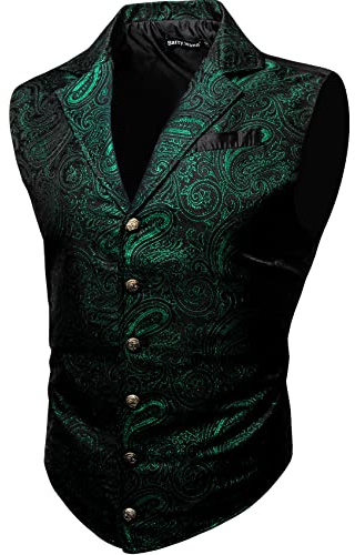 Barry.Wang Herren Victorian Steampunk Gothic Classic Vest Viktorianische Steampunk Gothic Classic Weste (1er Pack)