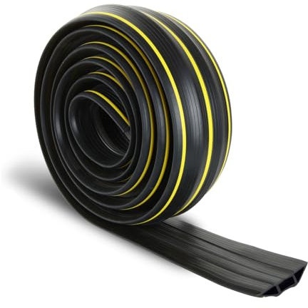 LOLYSIC Floor Cable Cover, 3M / 10ft Heavy Duty Floor Cable Protector, 3 Cord Channels Rubber Floor Cable Wire Covers for Home Office Factory Workshop Warehouse Indoor Outdoor, Black
