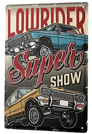 Blechschild Retro - Vintage Metall-Poster für das Wohnzimmer - Lowrider Auto Motiv - 20 x 30 cm