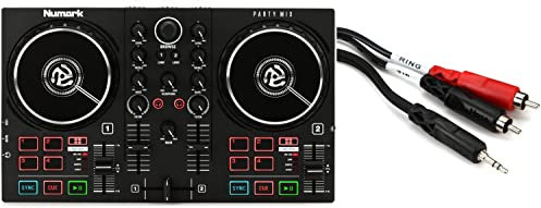Numark Party Mix II - Controller DJ con fascio di luce incorporato, con cavo di rottura stereo CMR-210, 3,5 mm TRS maschio a sinistra e destra RCA maschio, 3 m