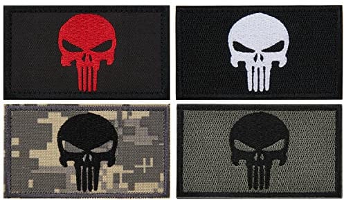 TraLxwee 4 Stücke Patches Klett Militär Patch Klett Patches Punisher Für Taktische Kleidung Rucksack Baseballkappe Uniform Weste Hundegeschirr Punisher Patch