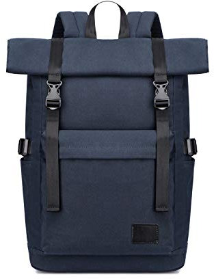 ADITAM Rolltop-Rucksack für 15,6-Zoll-Laptop Casual Daypacks Anti-Diebstahl-Rucksack Teenager College Schultasche Leichter Rucksack für Männer Frauen Outdoor Reisen Wandern Camping Campus Blau Double