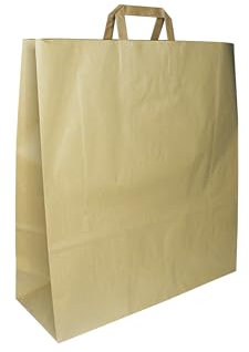Papiertragetaschen mit Flachhenkel BRAUN groß 46 + 16 x 49 cm (50 Stück)