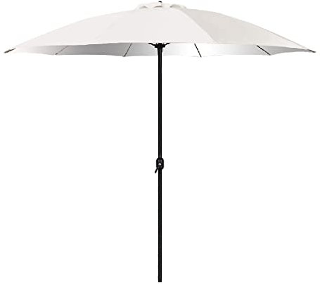 JUANIO Parasol Droit de Jardin Coloris Ivoire avec manivelle + Doublure Parasol d'extérieur Anti UV 180 GR/m2 - Diamètre 300 x Hauteur 244 cm