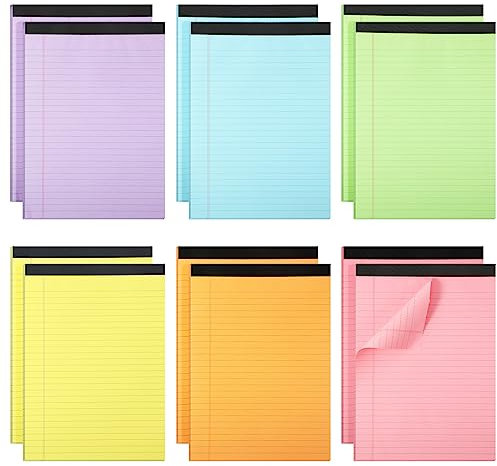 Gueevin 12 Pcs Lined Legal Pads 8.5 x 11 Inch Note Pads Letter Size Writing Pad 40 Sheets Per Notepads Micro Perforated Notebook and Writing Pad for School, College, Office, Business (Macaron Color)