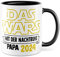 Papa 2025 Tasse Vater Kaffeetasse Geschenk Geburt Vatertag Kaffee-Becher frisch gebackener Papa Geschenkidee für werdende Papas Tochter Sohn Väter Teetasse bester lustig Humor