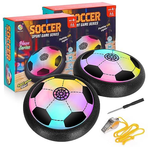 OKYUK Air Power Fußball, Fussball Geschenke Jungen, Ball mit LED-Licht, Indoor Kinder Spielzeug ab 3 4 5 6 7 8 9 10 Jahre Junge, Geschenk zum Geburtstag, Weihnachten