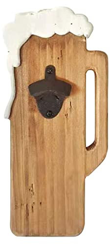 Abridor Botellas Pared de Madera y Metal Jarra Cerveza. Cuadros y Apliques. Adornos. Destapadores. Regalos Originales. Decoración Hogar. 17 x 4 x 36 cm