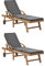 Homgoday Sonnenliegen mit Kissen 2 Stück Teakholz dunkelgrau, Sonnenliegen, Sofa Bett Möbel, Gartenliegen, Poolliegen, Sonnenliege für den Garten