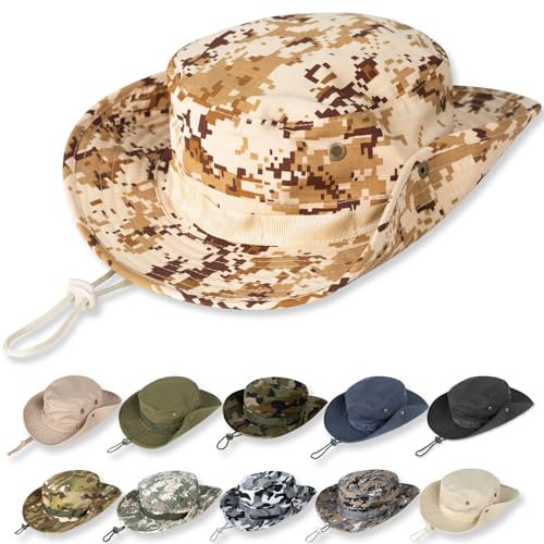 Sonnenhüte für Herren und Damen, Fischerhut, UV-Schutz, Boonie-Hut für Safari, Angeln, Wandern, Garten, Strand, Beige Digital, 7 1/8-7 7/8