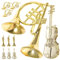 Zubehör 12 Stück Musikinstrument-Modell Puppenhaus-Miniaturen Kunststoffmodelle Mini-Kranz Miniatur-Waldhorn Weihnachts-Wanddekoration Weihnachtsgitarre Goldene Weihnachtsbaum
