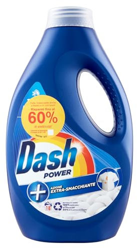 Dash Power Detersivo Liquido Lavatrice, Azione Extra-Smacchiante, 18 Lavaggi 900 ml