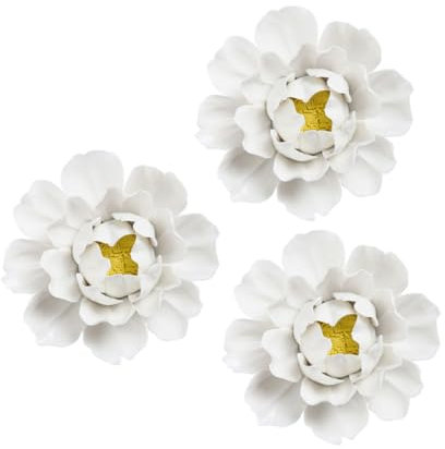 LIFKOME 3stücke Keramikblume Wandornament Keramik Pfingstrose Hängeblume Dekoration Für Schlafzimmer Wohnzimmer Arbeitszimmer Badezimmer