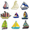 DHER Stickereien Aufnäher Kinder Applikation zum Aufbügeln Segelboot-Stickerei-Patches 9 Stück Sporty Style Kleidung Stickerei Iron-On Fabric Sticker Zubehör Mode Patch Aufkleber für Jacken (B)