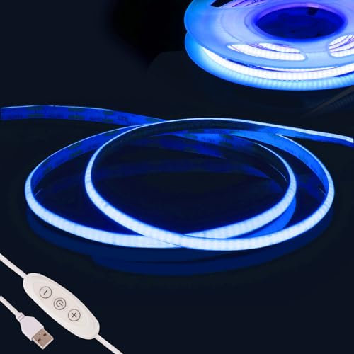 Blu COB Striscia LED Camera,Fosingut 5v 2m USB Luci LED TV Retroilluminazione Intelligente Dimmerabile 960 LEDs CRI90 catena luminosa a Strisce LED Adesive per Cucina Sottopensile, Armadio, PC, Mirror
