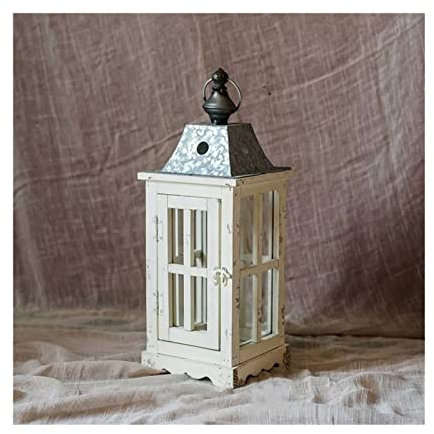 Deko Kerzenleuchter Großer Holzleuchter Glasdeko Garten Hof Nostalgie Laterne Kerzenhalter Kerzenleuchter/Kerzenständer (Size : M)