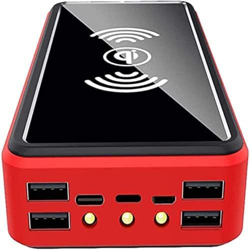 Cargador Solar 100000Mah, Cargador De Panel De Banco De Energía Solar Portátil Inalámbrico con LED Y 4 Puertos De Salida USB Batería De Respaldo Externa Cargador De Teléfono De Gran Capacida