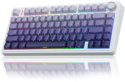 AULA F75 Pro Teclado mecánico inalámbrico, 75% teclado personalizado intercambiable en caliente, retroiluminación RGB, interruptores lineales prelubricados, teclas PBT impresas laterales, teclados