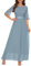 Wedtrend Elegant Abendkleider Damen Langärmeliges Kleid Grünes Kleid Damen Sommerkleid Damen Lang Maxikleid WT0314 Hazeblue 2XL