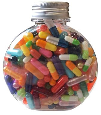 Pure Capsules® - 1 Bottle of Mixed Color Empty Capsules | Assorted Sizes 000, 00, 0, 1, 2, 3, 4 | Gelatine & Vegetarian Capsules | Ideal for Filling, DIY Projects, Arts, Visual Effects, & Crafts