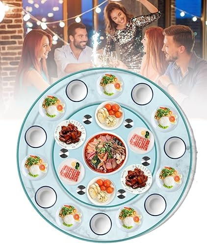 Mesa de comedor de cristal con 6 ruedas auxiliares antiinclinación lateral - 24/27/31/35/39 pulgadas, centro de mesa giratoria con rodamiento de aleación de aluminio