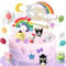 19pcs Cake Topper Rainbow Balloon Hello Birthday Party Cake Decorations Supplies Set, Mini Colorful Party Decor Favors Girls Boys Happy Birthday Baby Shower(Cartoon 2)