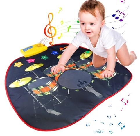 Alfombrilla de juego de tambor, alfombrilla de juego musical, juguete interactivo de tambor táctil, juguete educativo con volumen ajustable para niñas y niñas