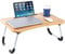 CROWNSHOP Laptop Table, 60 X 40 X 28cm Bed Table, Bed Desk Stand With Foldable Legs & Cup Slot Notebook Stand Computer Laptop Bed Table Laptop Tray For Sofa Bed, Pink (Walnut)