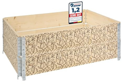 Garronda Cadre Potager en Bois imprimé 120x80x20 cm – Bac de Jardin pour Plantes, Fleurs, Fruits et légumes, Caisse de Rangement en Bois avec Motif décoratif GD-0075 (Feuille, 2 pcs)