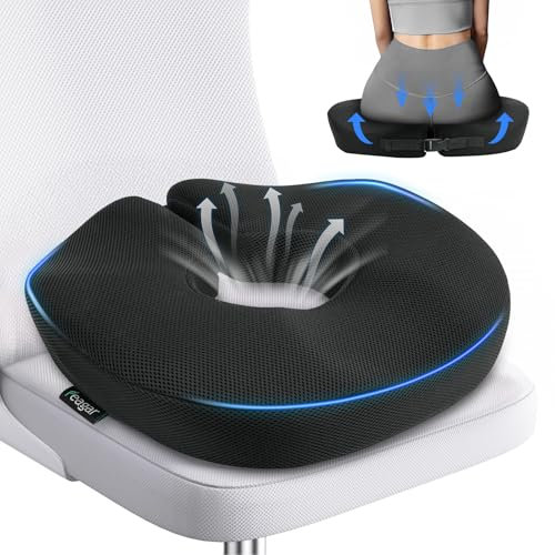 Feagar Hämorrhoiden Sitzkissen - Sitzring Steißbein Entlastung, Orthopädisches Donut Kissen als Steißbeinkissen für Ischias, Postnatal, Steißbein - Memory-Schaum für Auto, Rollstuhl, Bürostuhl