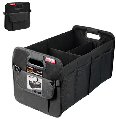 Auto Kofferraum Organizer Faltbare 55L Kofferraumtasche mit Abnehmbare Fächer & Stabiler Boden, Große Wasserdichte Oxford-Gewebe Faltbox Autozubehör für Einkaufen Camping Reisen