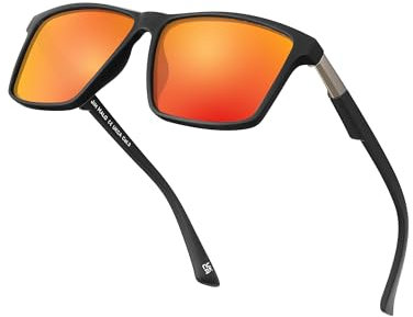 JIM HALO Retro Polarisierte Sonnenbrille für Herren Damen Quadratische UV400 Schutz Klassische Sonnenbrillen für Fahren Angeln Orange
